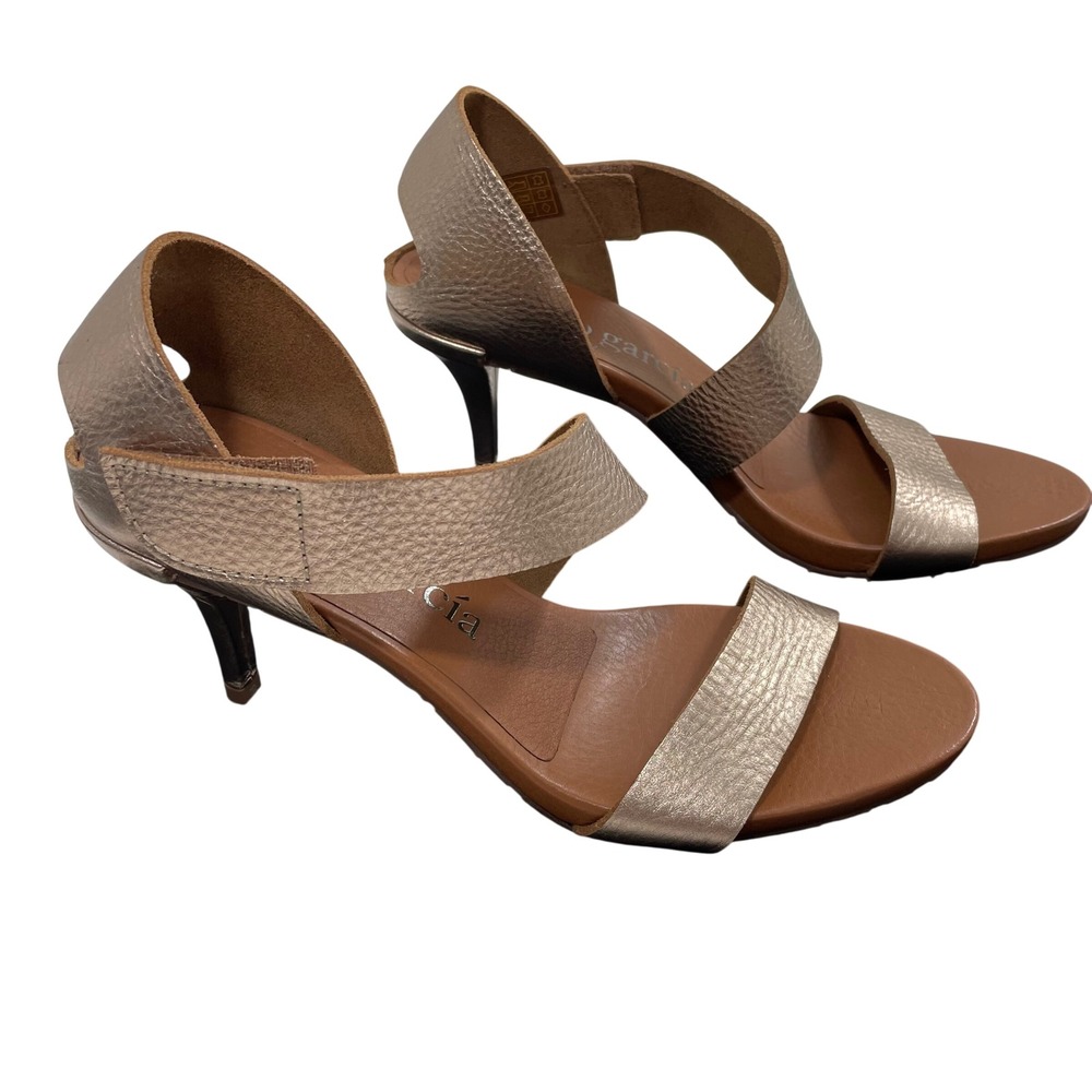 NEW Pedro Garcia West Sandals Metallic Gold Leather Strappy Heels 40 US 10